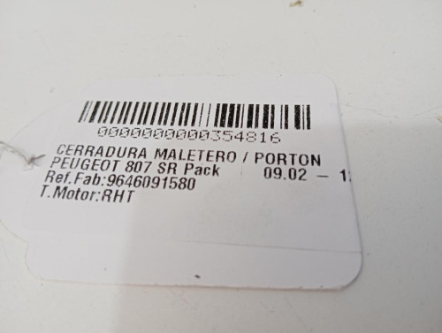  CERRADURA MALETERO / PORTON PEUGEOT 807 