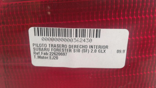 PILOTO TRASERO DERECHO INTERIOR SUBARU FORESTER (S10/SF) 