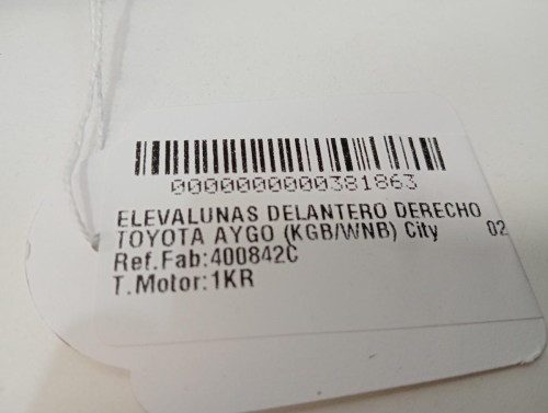  ELEVALUNAS DELANTERO DERECHO TOYOTA AYGO (KGB/WNB) 