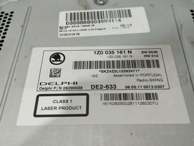 SISTEMA AUDIO / RADIO CD, SKODA, OCTAVIA COMBI (1Z5)