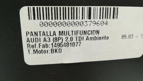  PANTALLA MULTIFUNCION, AUDI, A3 (8P1) 