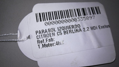 PARASOL IZQUIERDO, CITROEN, C5 BERLINA