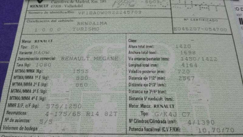 RENAULT MEGANE I FASE 2 GRANDTOUR (KA...) — Donor Vehicle for Used Parts 
