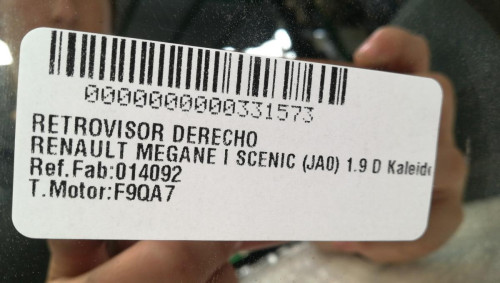  RETROVISOR DERECHO RENAULT MEGANE I SCENIC (JA0) 