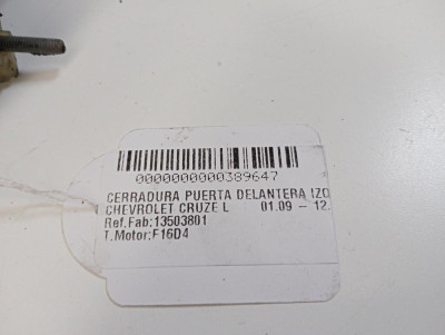 CERRADURA PUERTA DELANTERA IZQUIERDA, CHEVROLET, CRUZE