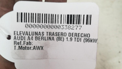 ELEVALUNAS TRASERO DERECHO, AUDI, A4 BERLINA (8E)