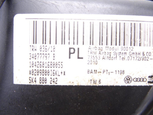  AIRBAG LATERAL DERECHO, VOLKSWAGEN, GOLF VI (5K1)(10.2008) 