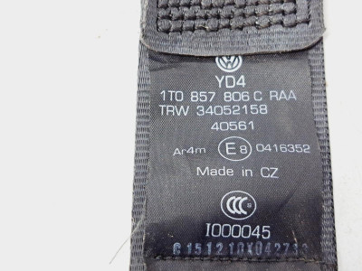 CINTURON SEGURIDAD TRASERO DERECHO, Volkswagen, TOURAN (1T3)