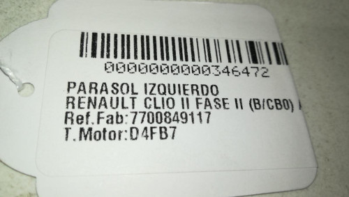  PARASOL IZQUIERDO, RENAULT, CLIO II FASE II (B/CB0) 
