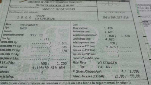 VOLKSWAGEN GOLF III (1H1)(11.1991) — автомобиль-донор на запчасти 