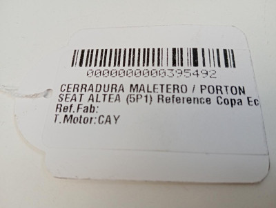 CERRADURA MALETERO / PORTON, SEAT, ALTEA (5P1)
