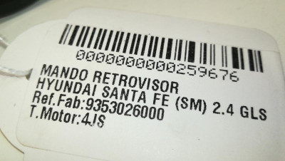 MANDO RETROVISOR, HYUNDAI, SANTA FE (SM)