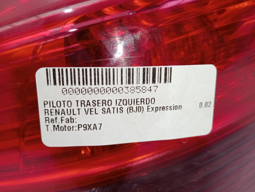  PILOTO TRASERO IZQUIERDO RENAULT VEL SATIS (BJ0) 