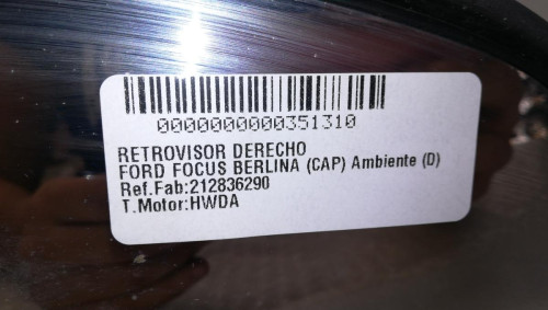  RETROVISOR DERECHO, FORD, FOCUS BERLINA (CAP) 