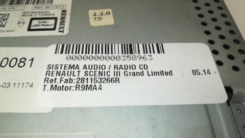  SISTEMA AUDIO / RADIO CD Renault SCENIC III (JZ) 