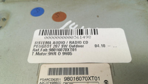  SISTEMA AUDIO / RADIO CD Peugeot 207 SW 
