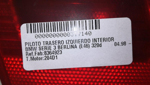  PILOTO TRASERO IZQUIERDO INTERIOR BMW SERIE 3 BERLINA (E46) 