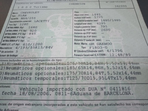  CHEVROLET LACETTI 