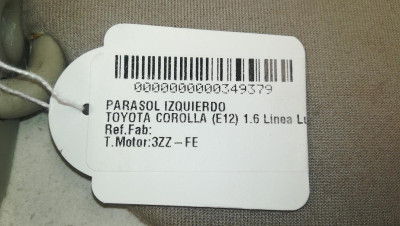 PARASOL IZQUIERDO, TOYOTA, COROLLA (E12)