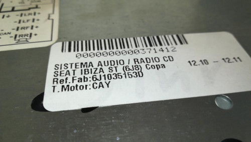  SISTEMA AUDIO / RADIO CD SEAT IBIZA ST (6J8) 