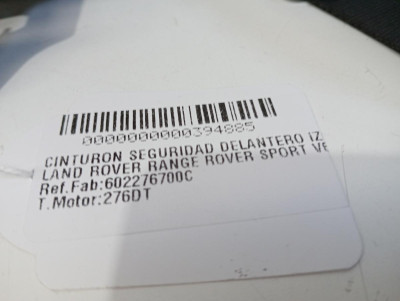 CINTURON SEGURIDAD DELANTERO IZQUIERDO, LAND ROVER, RANGE ROVER SPORT