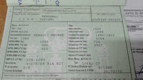 RENAULT MEGANE I FASE 2 BERLINA (BA0) — vehículo donante para recambios 