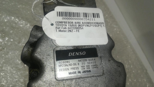  COMPRESOR AIRE ACONDICIONADO Toyota YARIS (NCP1/NLP1/SCP1) 