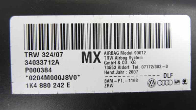 AIRBAG LATERAL DERECHO, VOLKSWAGEN, GOLF V VARIANT (1K5)