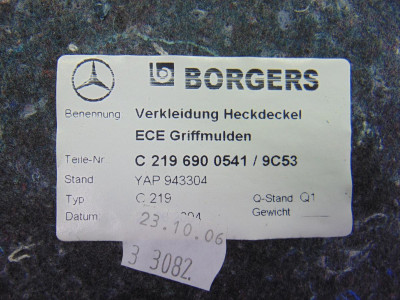 GUARNECIDO PORTON TRASERO, MERCEDES-BENZ, CLS (BM 219)