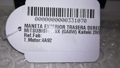 MANETA EXTERIOR TRASERA DERECHA, MITSUBISHI, ASX (GA0W)