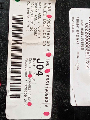 CAJA RELES / FUSIBLES, PEUGEOT, 307 (S1)(04.2001)