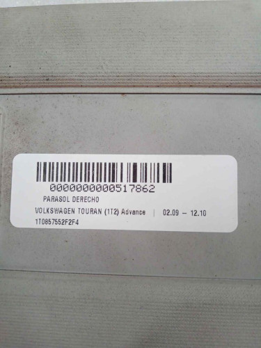  PARASOL DERECHO, VOLKSWAGEN, TOURAN (1T2) 