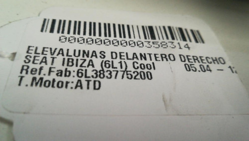  ELEVALUNAS DELANTERO DERECHO Seat IBIZA (6L1) 