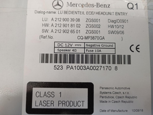 SISTEMA AUDIO / RADIO CD MERCEDES-BENZ CLASE E (BM 212) FAMILIAR 