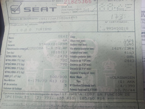  SEAT CORDOBA BERLINA (6K2) 