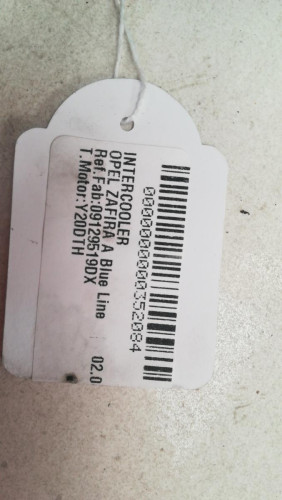  INTERCOOLER, OPEL, ZAFIRA A 