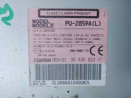SISTEMA AUDIO / RADIO CD PEUGEOT 206 + 