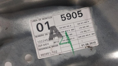 ELEVALUNAS TRASERO IZQUIERDO, VOLKSWAGEN, GOLF VI VARIANT (AJ5)