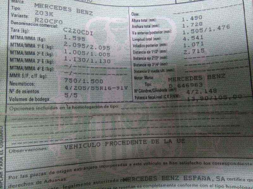  MOTOR COMPLETO Mercedes-Benz CLASE C (BM 203) FAMILIAR 