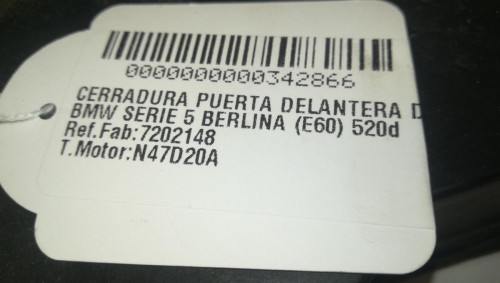  CERRADURA PUERTA DELANTERA DERECHA BMW SERIE 5 BERLINA (E60) 