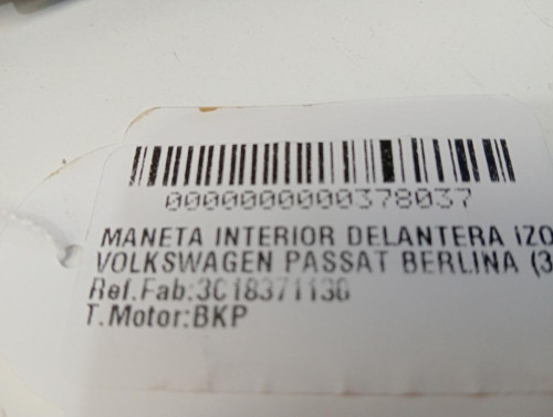 MANETA INTERIOR DELANTERA IZQUIERDA Volkswagen PASSAT BERLINA (3C2) 
