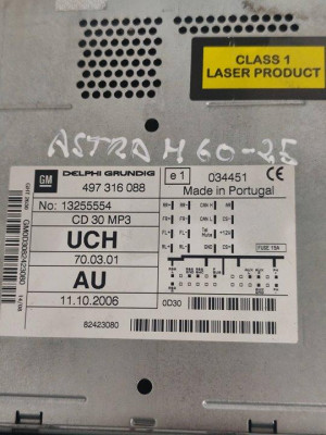 SISTEMA AUDIO / RADIO CD, OPEL, ASTRA H BERLINA